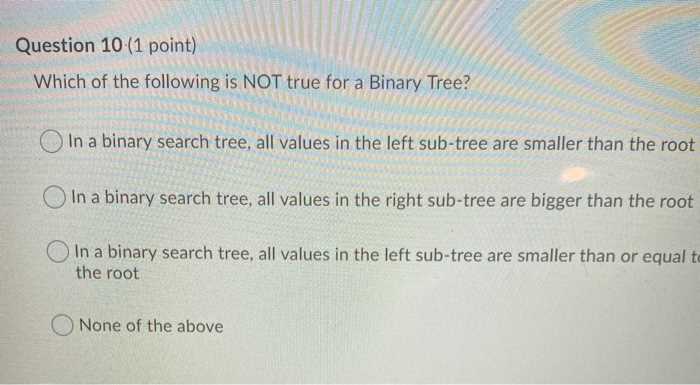 Which of the following options is not true about the binary search tree?